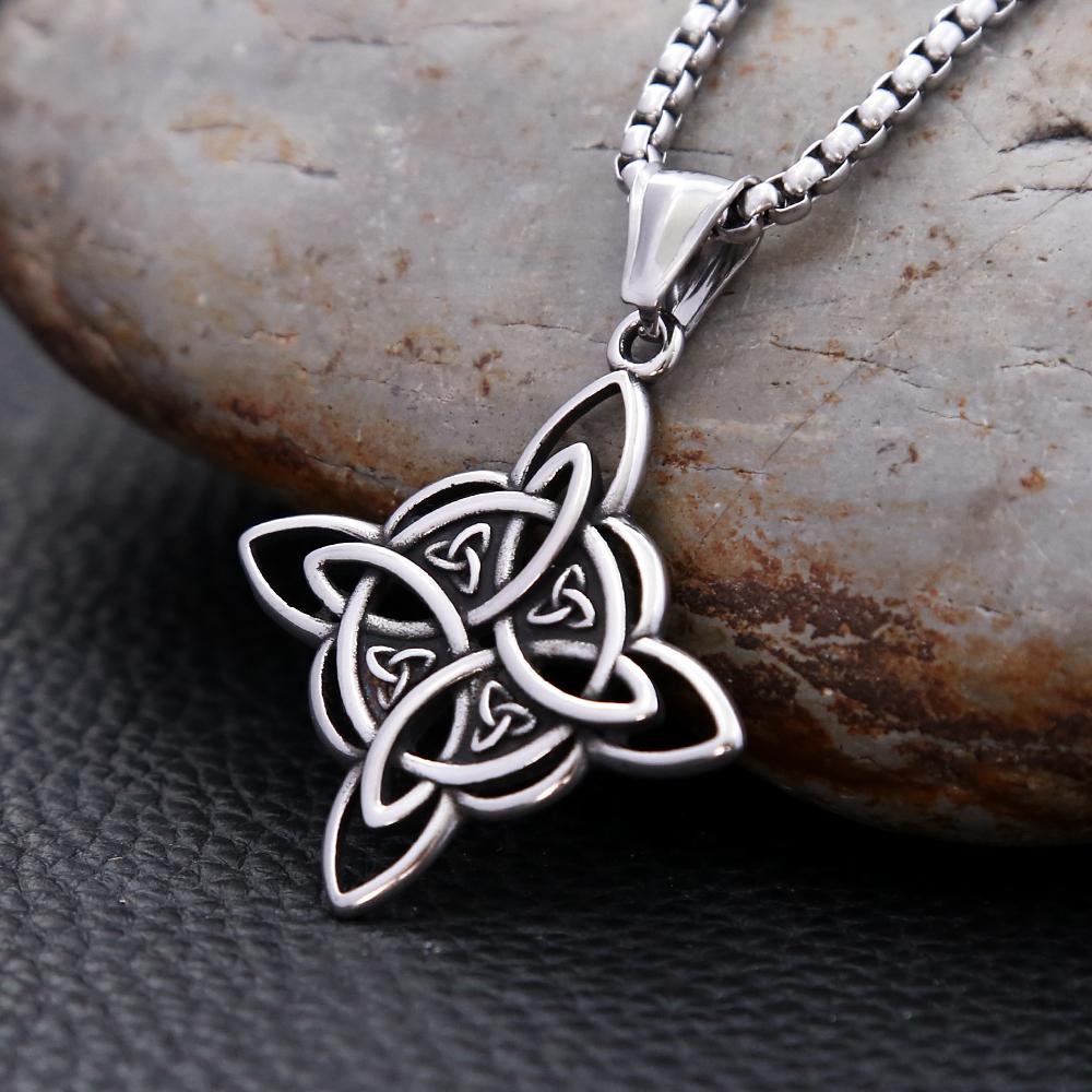 Simple Viking Witch Knot Pendant Punk Stainless Steel Celtic Knot Necklace Men Women Amulet Jewelry Gift Dropshipping