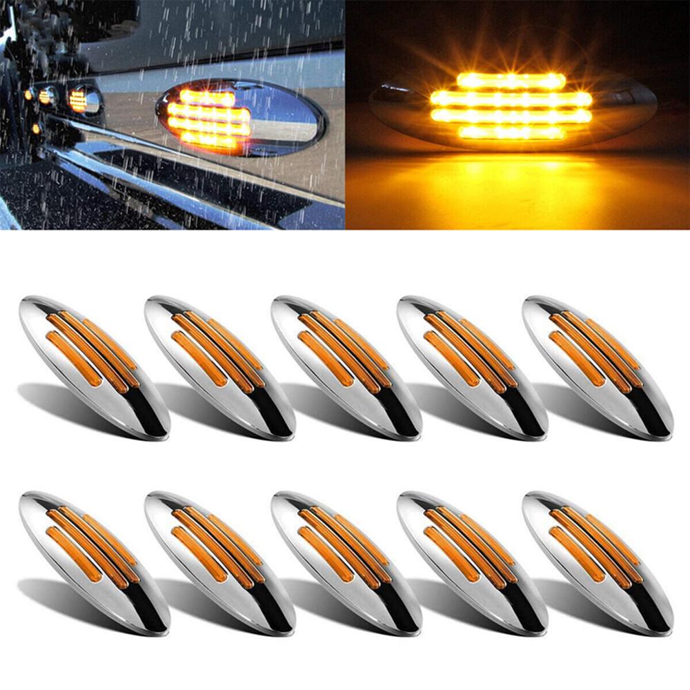 10PCS Truck Marker Side LED Light Turn Signal Light Amber Trailer Lights Truck LED Side Marker Light Chrome Indicator Lamp янтарь