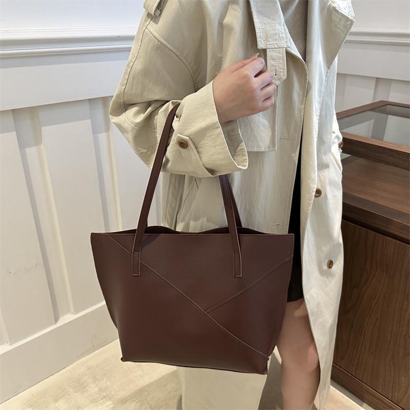 Chic Urban Minimalist Pu Tote Bag Featuring Spacious Dual Compartment Design For Everyday Use