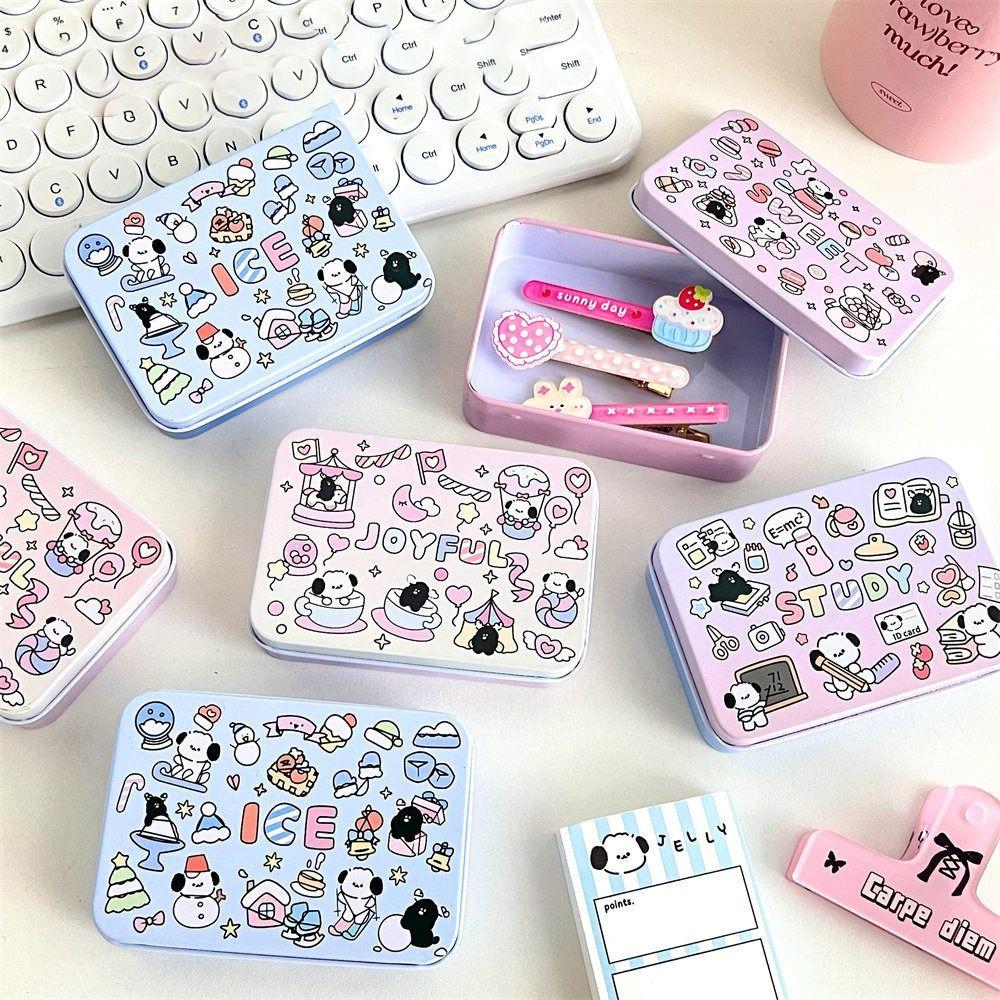 

Rectangular Mini Candy Tin Box Empty Jelly Puppy Graffiti Pill Cases Student style 2