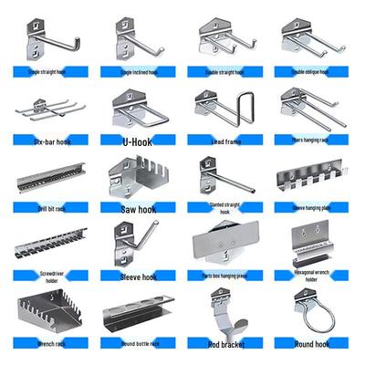 Μεταλλικός Πίνακας Εργαλείων Pegboard με Τετράγωνες Τρύπες με Άγκιστρα για Κατσαβίδια