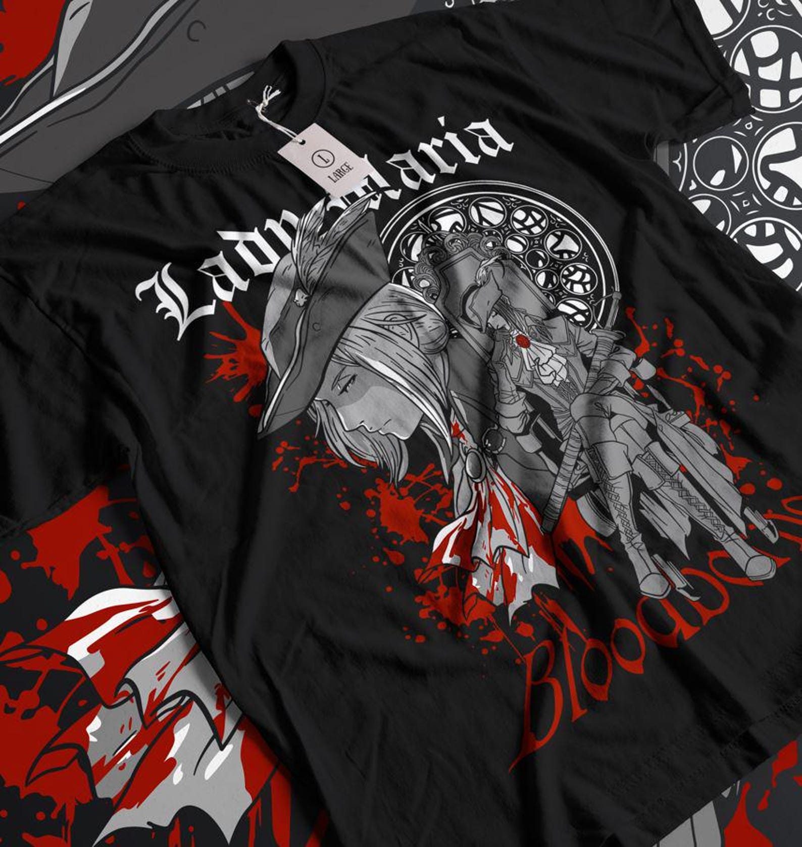 Unisex Bloodborne Lady Maria, Bloodborne Hunters Mark Gaming T-Shirt, Soulsborne Videogame Shirt 4XL
