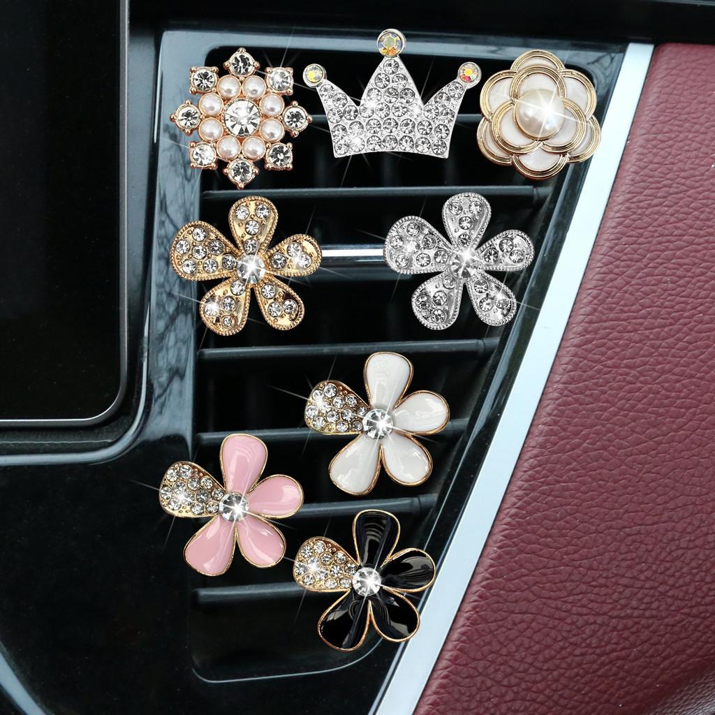 Couronne de Fleurs en Métal Clip de Décoration pour Bouche d'Aération de Voiture Clip Décoratif Unique pour Bouche d'Aération de Climatisation de Voiture Design Flocon de Neige Personnages)