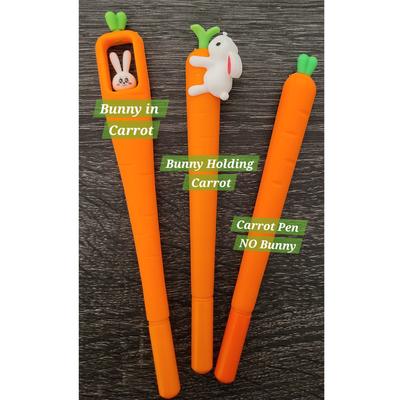 4pcs Cute Cartoon Pen Holding Carrot Pen Student Creative Black Water Pen 4ml
