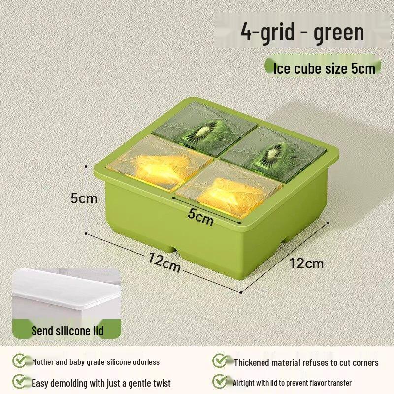 Food-Grade Large Square Silicone Ice Tray with Lid