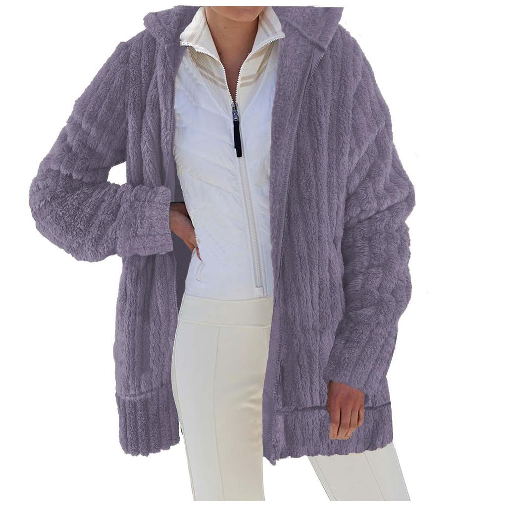 Übergröße Damen Freizeitjacke mit Kapuze Reißverschluss Einfarbig Jacke Beste Wahl für Herbst und Winter
