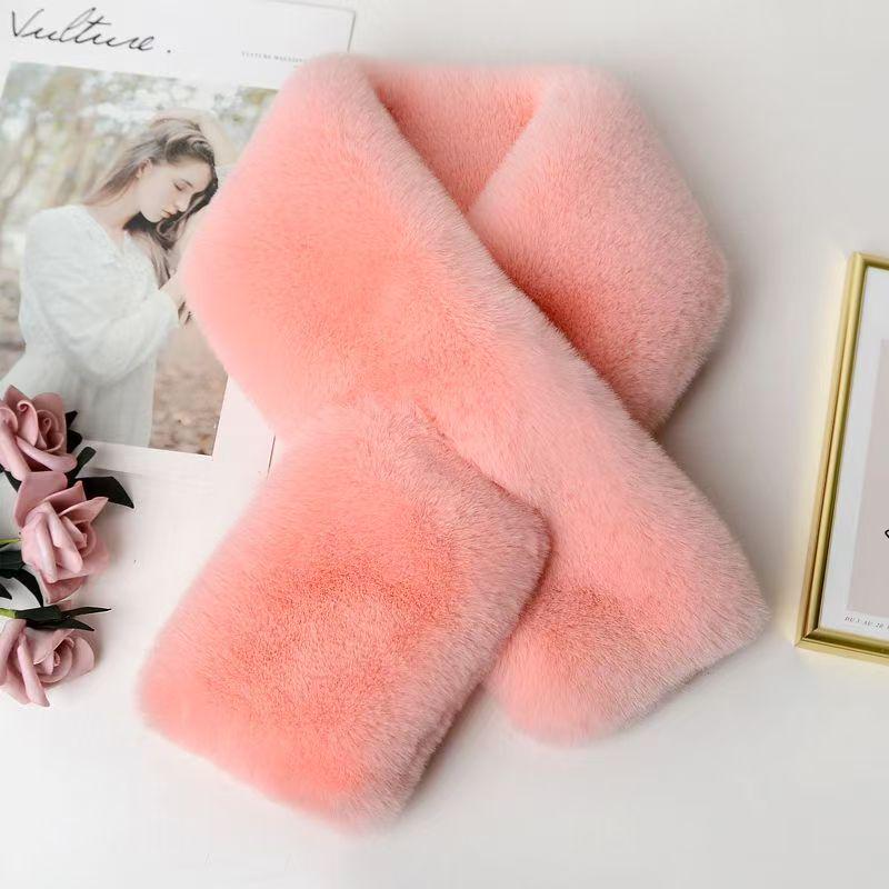 Imitation Rex Rabbit Fur Cross-Style Neck Warmer Scarf - Short, Thickened, Versatile Winter Collar
