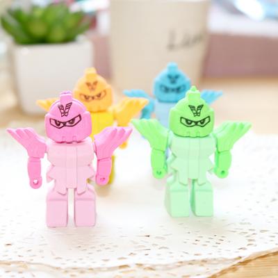 4-teiliger Cartoon Süßer gepanzerter Roboter Gummi-Radiergummi für Kinder Neuheit Schreibwaren Büro Schulbedarf