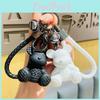 Colorful Plaid Sitting Bear Keychain Resin Key Accessory For Couples And Friends