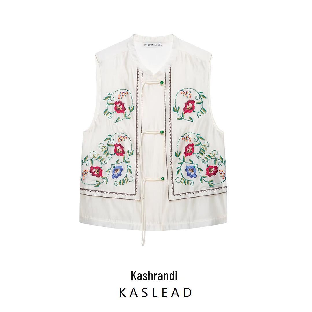 

Spring 2025 Women s European and American Style Floral Embroidered Top Small білий