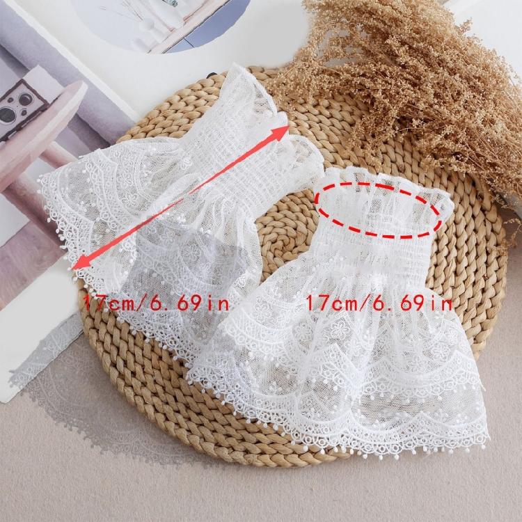 French Lace Arm Sleeves Wrist Cuffs Arm Covers Decorative Sleeves For Office Women Daily and Party Clothing Enhancer