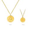 Korean Abstract Portrait Pendant Necklace - Gold Plated Titanium Steel