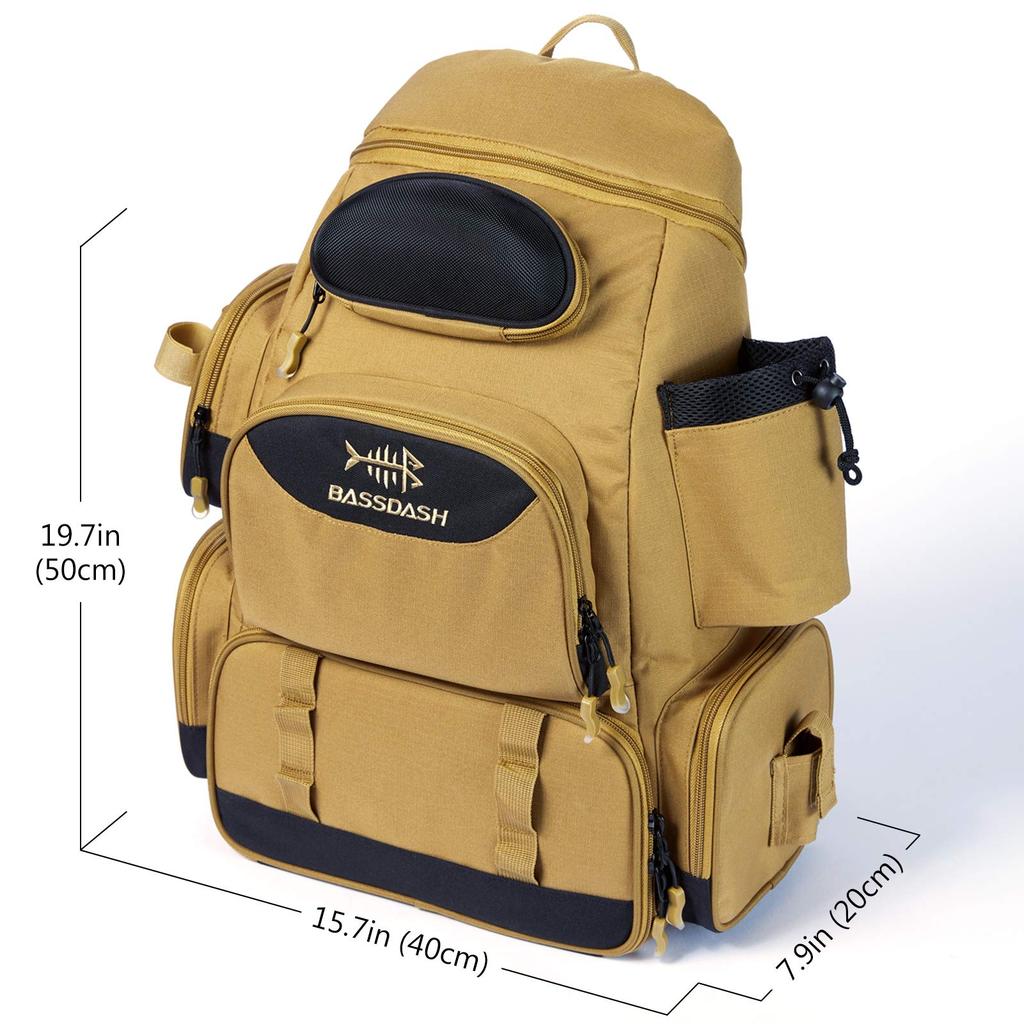 Bassdash 40L Waterproof Fishing Backpack with Rain Large Capacity Fishing Tackle Bag Cover,