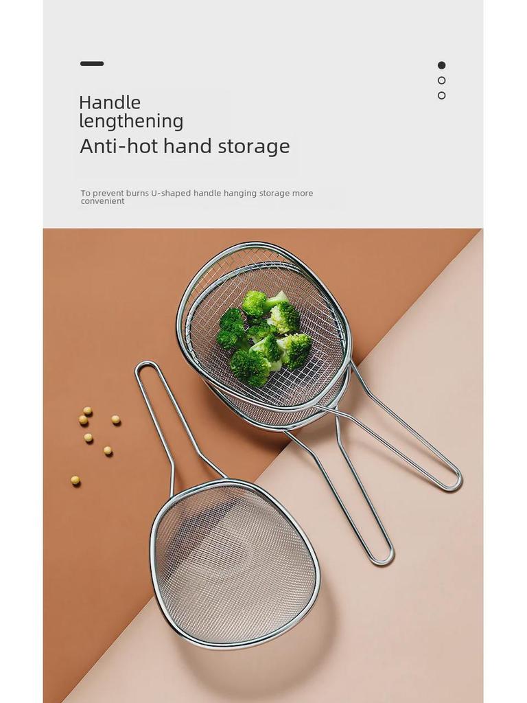 Large Japanese Stainless Steel Mesh Colander Spoon for Noodles, Dumplings, and Hot Pot