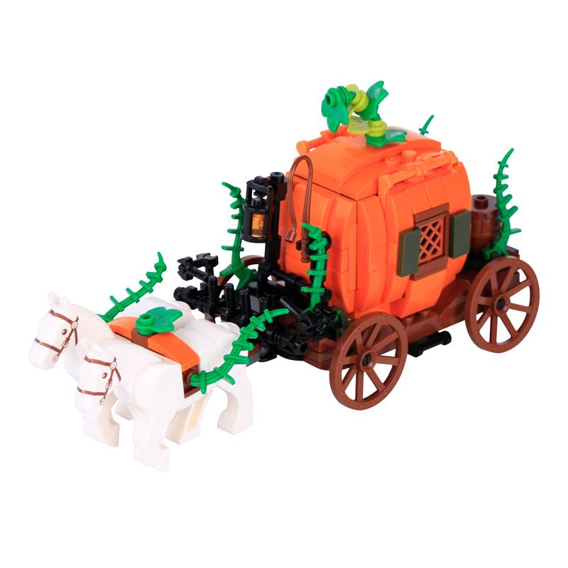 Halloween Scene Building Blocks MOC Cemetery Tombstone Mouse Pumpkin Car Vampire Throne Fireplace Bat Light Candle Toy Gift A040