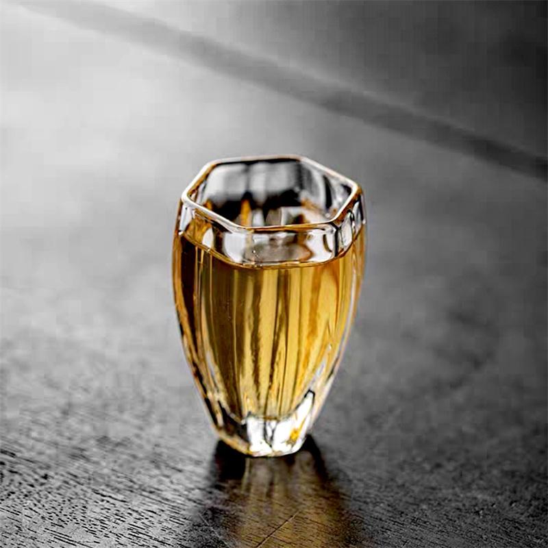 2Pcs/Lot Small Capacity 50ml Hexagon Mouth Glass Tea Cup Tea Ceremony Kung Fu Teacup Tea Master Cup Sake Wine Cup