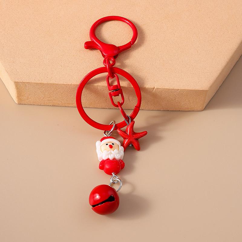 Cute Christmas Santa Clause Keychain Gingerbread Man Key Ring Pendant for Women Girls Handbag Decor DIY X'MAS Jewelry  Gifts
