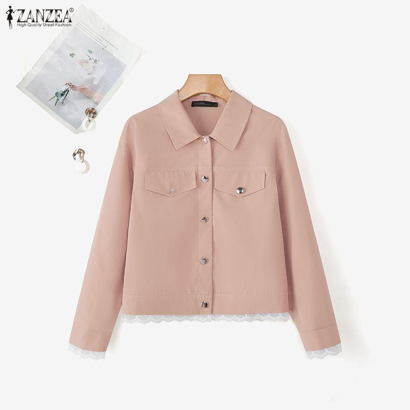 ZANZEA Women Turn Down Collar Long Sleeve Casual Blouse