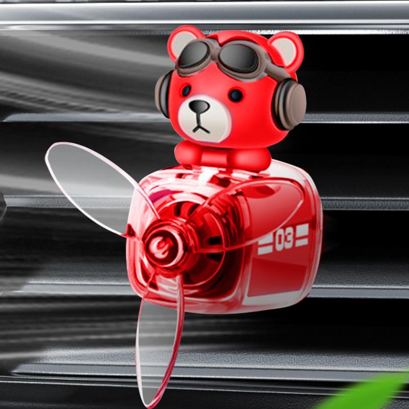 Cartoon Bear Pilot Car Fresheners Vent Clip Automotive Air Outlet Propeller Car Diffuser Outlet Fan Fragrance Fresheners