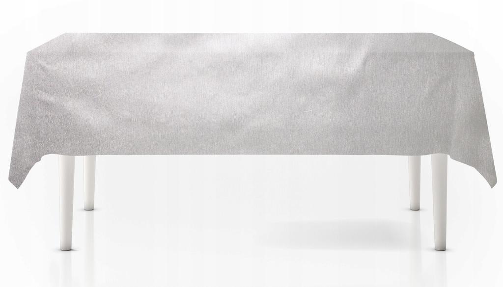 Obrus Dekoracyjny Na Stół Srebrny Duży Elegancki 140x240cm