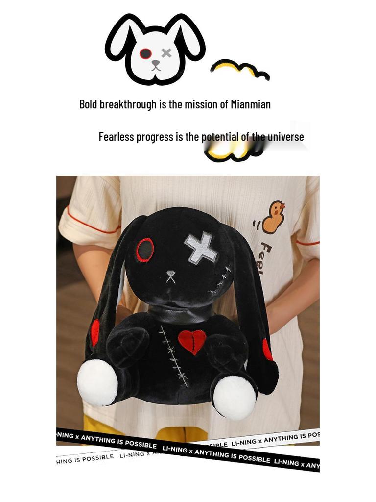 Dark Cartoon Style Reborn Rabbit Plush Pillow - Halloween/Birthday Gift Toy