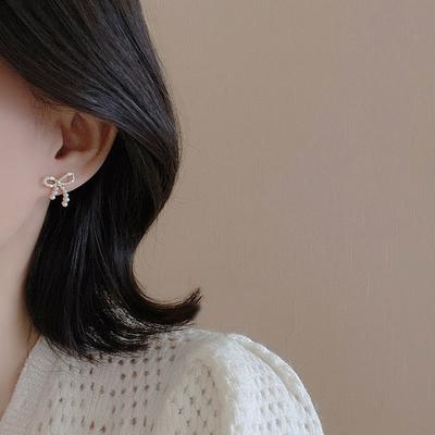 Summer Pearl Bow Earrings New Niche Design High-end Earrings