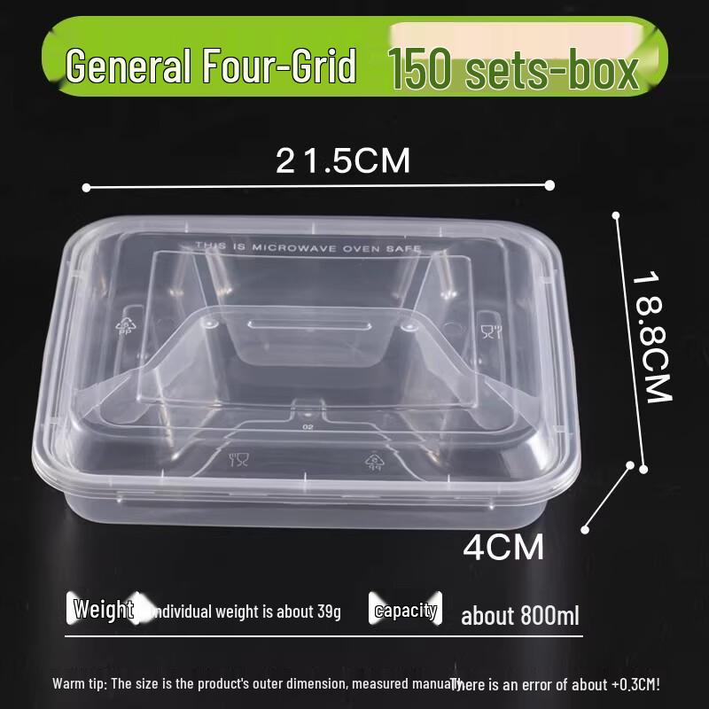 

Transparent 4-Compartment Disposable Food Containers