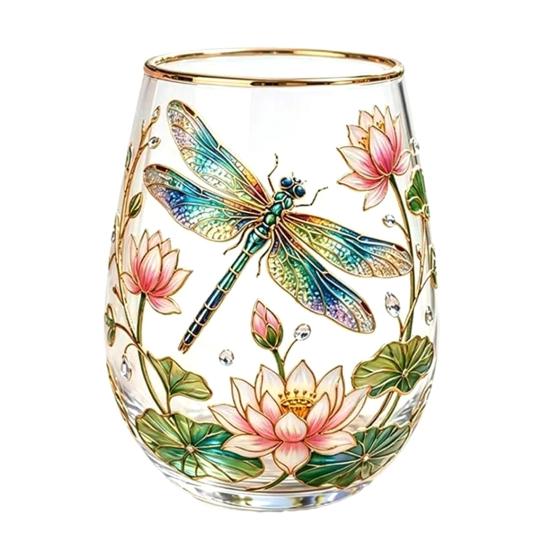 Hummingbird Morning Glass Cup 18oz Floral Garden Tea Glass for Coffee Juice Wine D
