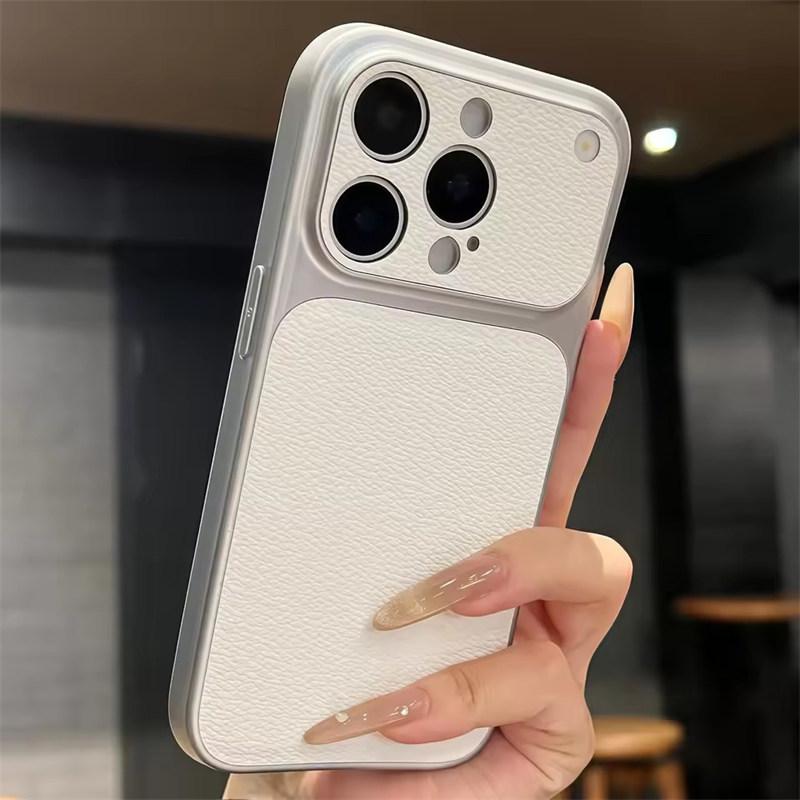 

Luxury Soft Silicone Lichee Pattern Cortex Phone Case For iPhone17 Air 13 14 15 16 Pro Max Bumper Back Cases Cover iPhone 13 білий