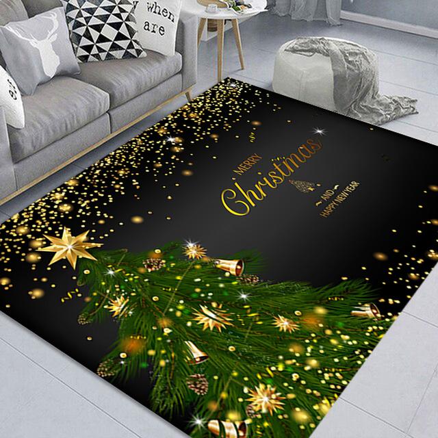Christmas Print Decorative Floor Mat Living Room Bedroom Sofa Bedside Blanket  Year Corridor Floor Antifouling Door Mat
