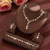 Delicate Claw Chain Necklace Earrings Bracelet Set Three-piece Pearl Clavicle Chain Dress Accessories