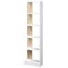 Estantería de Almacenamiento con 5 Compartimentos Abiertos Diseño Moderno Simple Ideal para Sala de Estar Dormitorio Oficina 45 x 21 x 170 cm Blanco y Roble