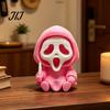 Three Dimensional Skull Art Pieces Halloween Ghost Statue, Cartoon Skeleton Sculpture, 3D Printed Textures Small Spooky Accents for Shelves