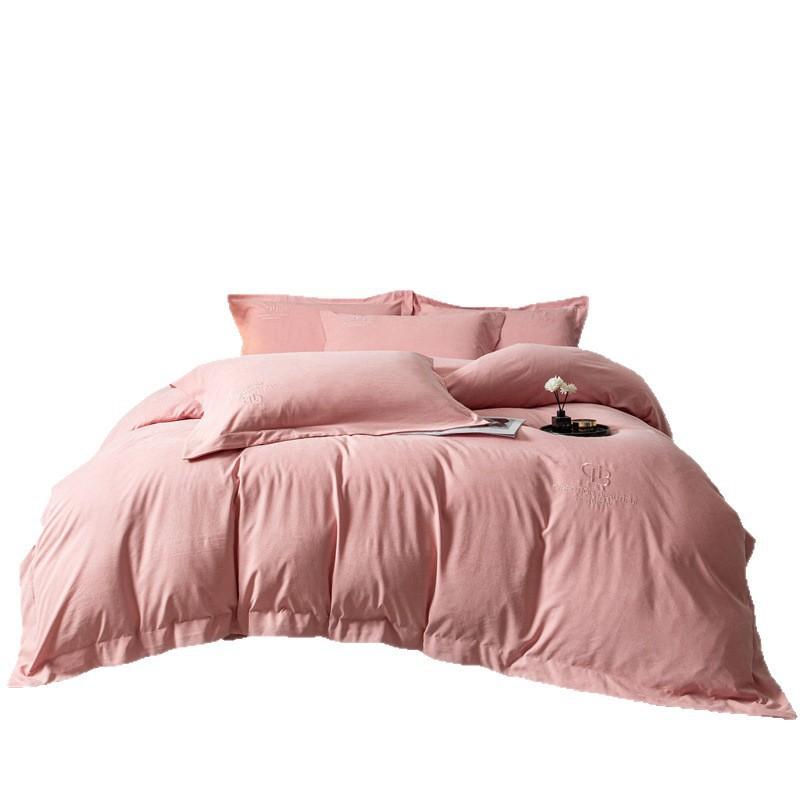 Luxury Cotton Bedding Set With Delicate Embroidery Soft Plush Comfortable All-Season Modern Minimalist Style