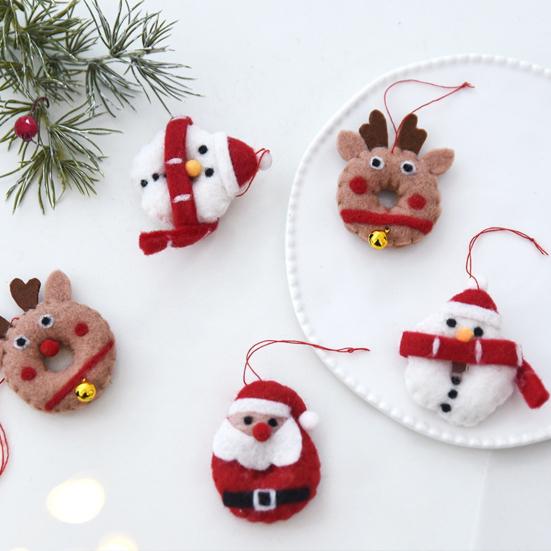 Decorative Charms for Christmas Wreaths Felt Ornament, Handmade Wool Santa Claus, Elf, Snowman Craft Gifts Hanging Decor, Cute Tree