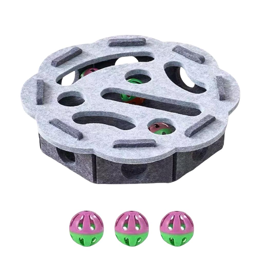 Cat Puzzle Maze Holes Toys Felt Box With 3 Ball Kitten Nail File Scratcher Mental Felt Maze Box for Indoor Cat