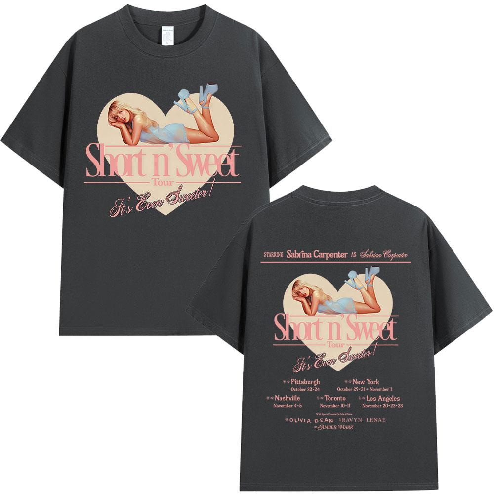 Sabrina Carpenter Short N Sweet Tour 2025 T Shirt Unisex Women Clothing Fashion Aesthetic Tshirts Cotton Loose Tshirt Streetwear