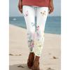 Damen Leggings Vintage Mode Lässig Knöchellang Hoher Bund Aquarell Blumenmuster Druck Thermisch Warm Weich Atmungsaktiv Mikro-elastisch