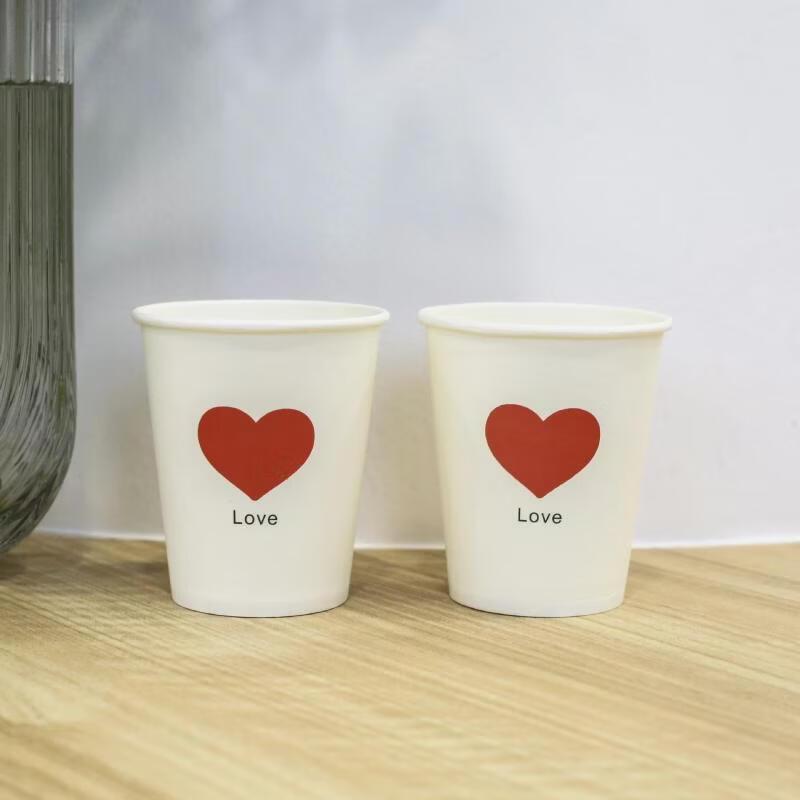 Yicang Disposable 250ml Smiley Face Cups with Black Coffee Lids, 100 Sets