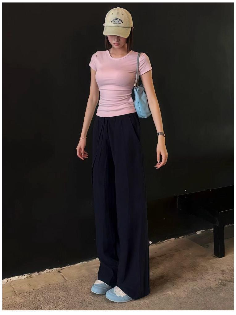 Women's Summer White Wide-Leg High-Waisted Linen-Style Loose Pants