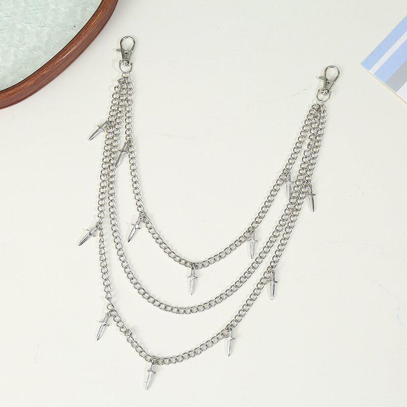 European & American Hip Hop Sword Pendant Multi-layer Metal Waist Chain