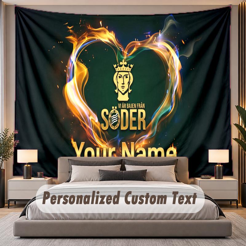Custom Name Text Tapestry Hammarby Personalized Polyester Wall Tapestry For Bedroom And Room