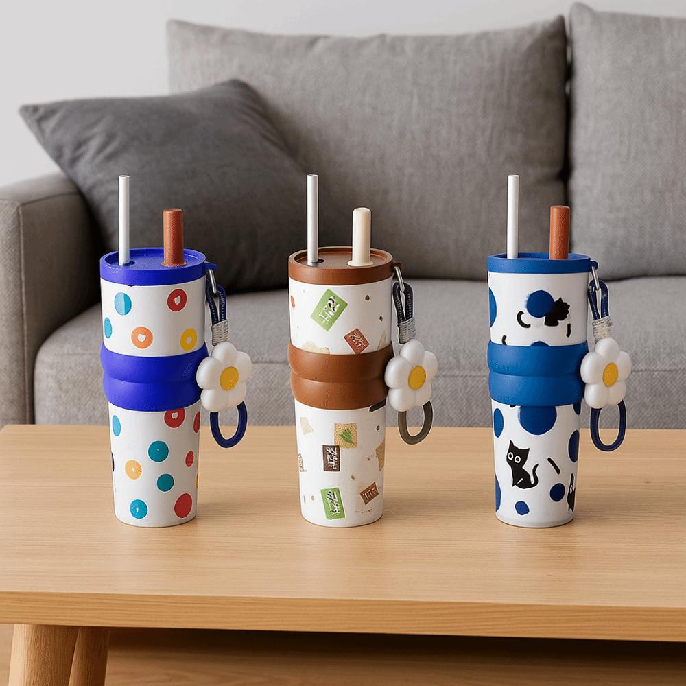 Ceramic Coated Vacuum Cup Stainless Steel Thermal Water Bottle Practical Vacuum Mug  Sports