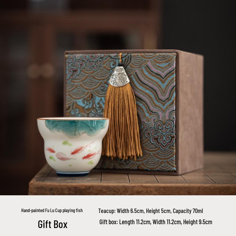 Hand-Painted Jade White Tea Cup Set - Kung Fu Style Porcelain with Gift Box