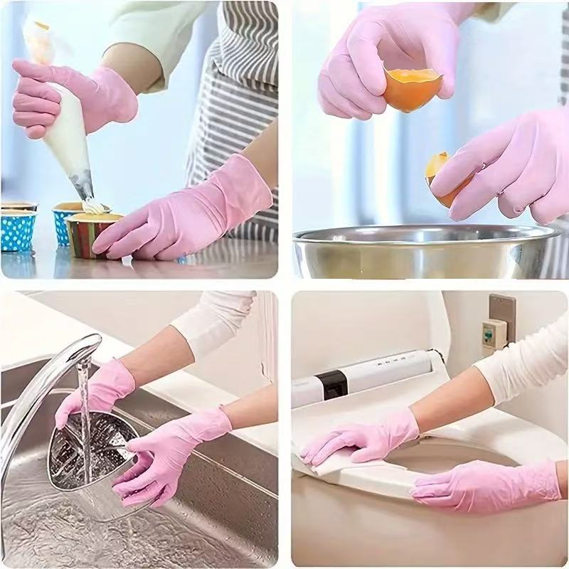 100PCS Light Pink Disposable Nitrile Gloves Waterproof Anti-static Durable Light Pink Gloves For Kitchen Cooking Tools