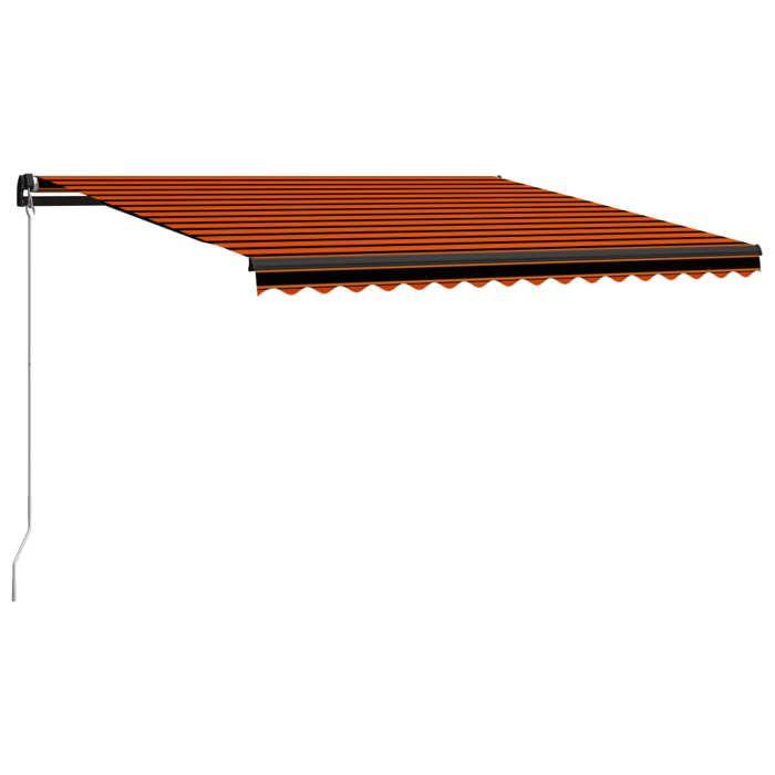 VidaXL Auvent manuel rétractable avec LED 450x300 cm Orange et marron 3055231