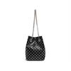 Punk-style Personalized Rivet Drawstring Bucket Bags Shopping Tote Bag PU Leather Women's Handbag Satchel Chains Shoulder Bags