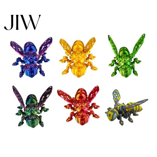 Robot Insect Decoration 3D Printed Mechanical Bee Figurine, Hornet Ornament with Movable Joints, Articulated Wasp Joints Model Fidget Toy, for