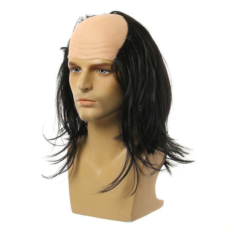 Halloween Cosplay Grandpa Artificial Synthetic Wig Props Funny Dress Up Bald Old People White Short Hair Headgear