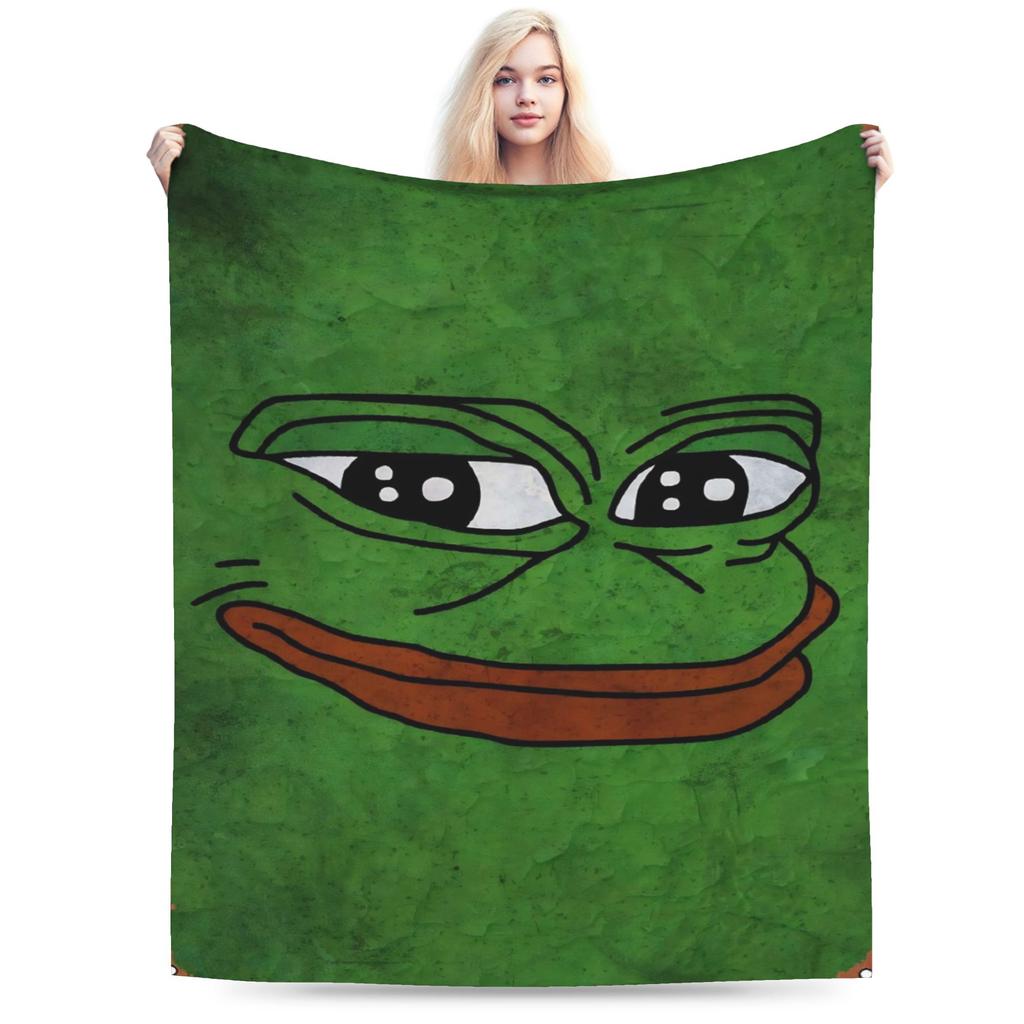 Sad P-Pepe Frog Meme Flannel Blanket Winter Soft Throw Blanket for Children Living Room Novelty Bedspread Sofa Bed Cover